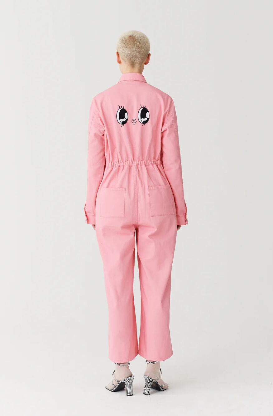 Lazy Oaf Esther Loves Oaf Pink Bunny Coveralls Work Suit Size 8